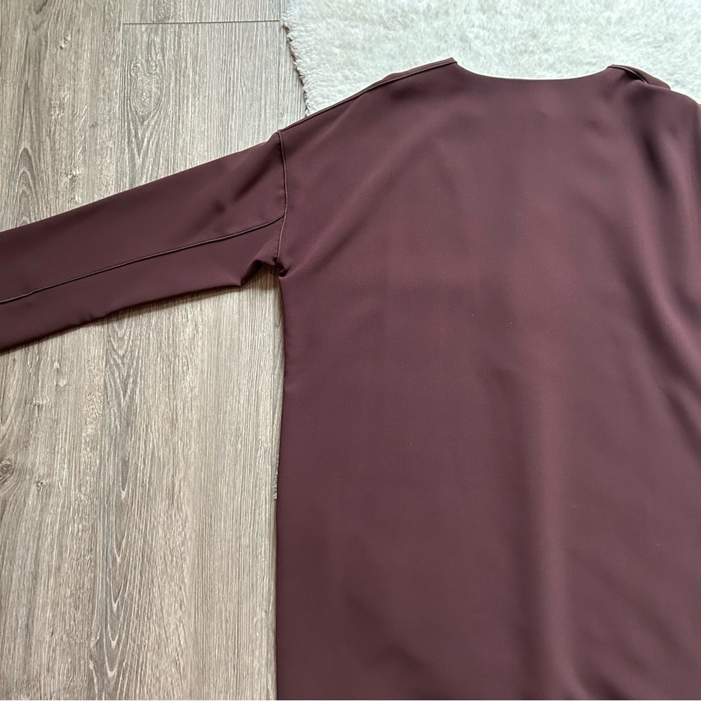 Vince Brown Front Seam Long Sleeve Shift Dress - Picture 5 of 7